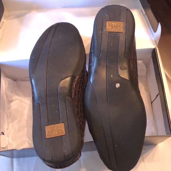 Peter Millar Croc emboss leather equestrian toggle bit detail comfy loafers+box - Picture 6 of 10